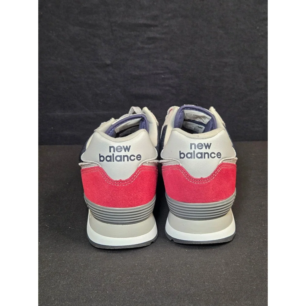 New Balance 574 Classic Mens 9.5 2E Wide Red Navy Suede Sneakers ML574EH2 NEW!
